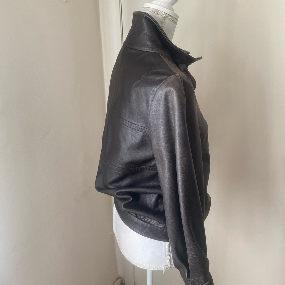 FARHI leather jacket;  button up lined and pockets - Picture 8 of 15